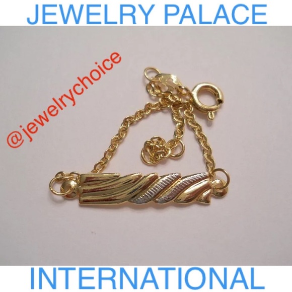 🆕14K Gold Filled Children Curb Link Designed ID Style 2 Tone Bracelet. - Picture 6 of 11